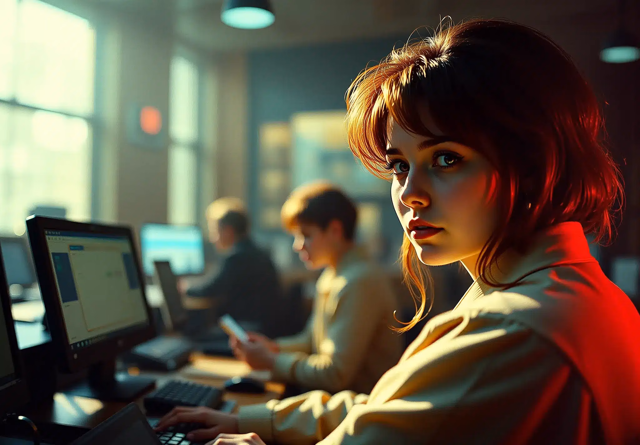 Woman working with AI